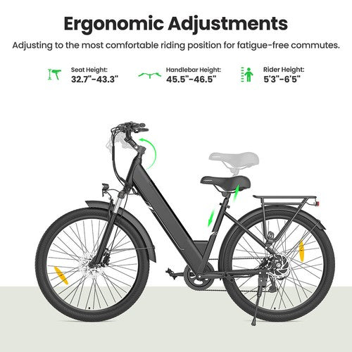 Touroll J1 Pro elektriskais velosipēds, 250W motors, 36V 15.6Ah