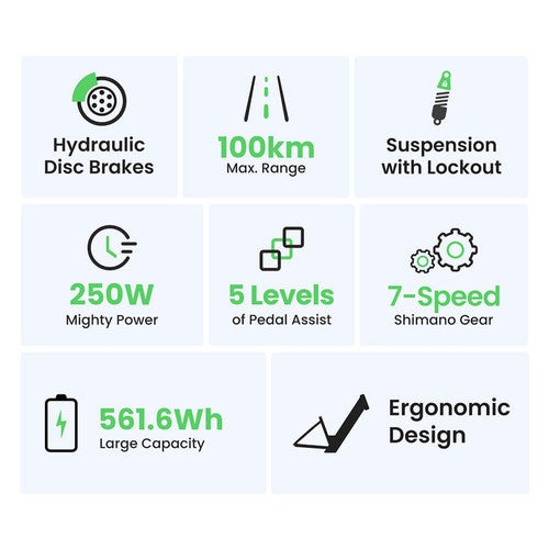 Touroll J1 Pro elektriskais velosipēds, 250W motors, 36V 15.6Ah
