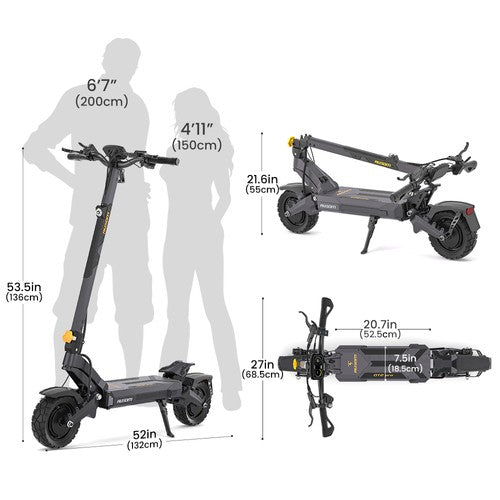 Ausom DT2 Pro elektriskais skrejritenis, 2 * 1100 W motori, 52 V 23,4 Ah
