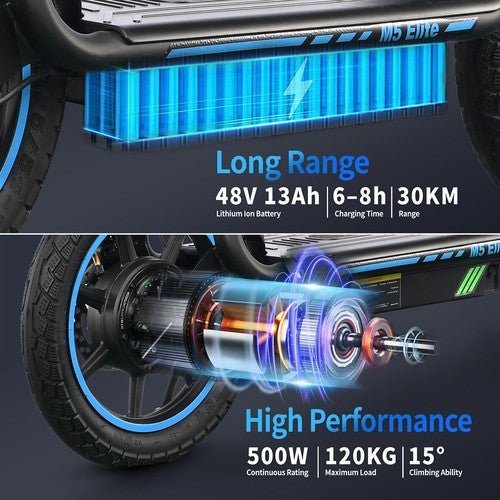 TWOFISH M5 Elite elektriskais skrejritenis ar 500 W motoru, 48V13Ah