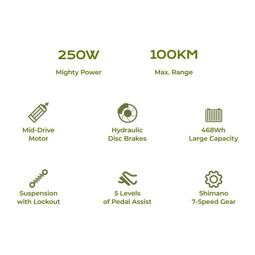 Eglide C2 elektriskais velosipēds 250 W vidējas piedziņas motors 36 V 13 Ah