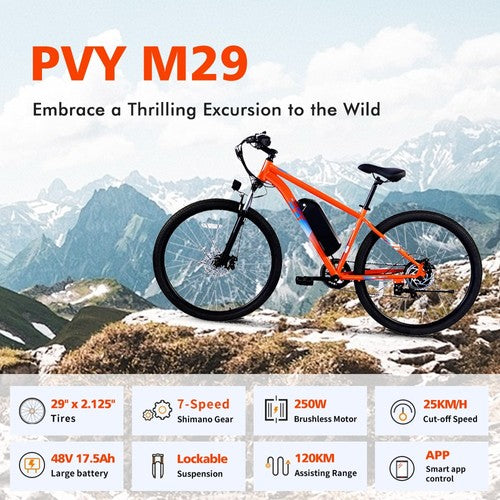 PVY M29 elektriskais velosipēds 250W motors 48V 17.5Ah