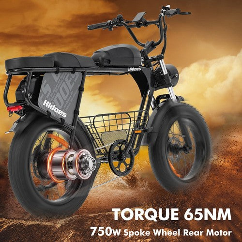 Hidoes B9 elektriskais velosipēds, 750 W motors, 48 V 18,2 Ah + 15,6 Ah dubults akumulators