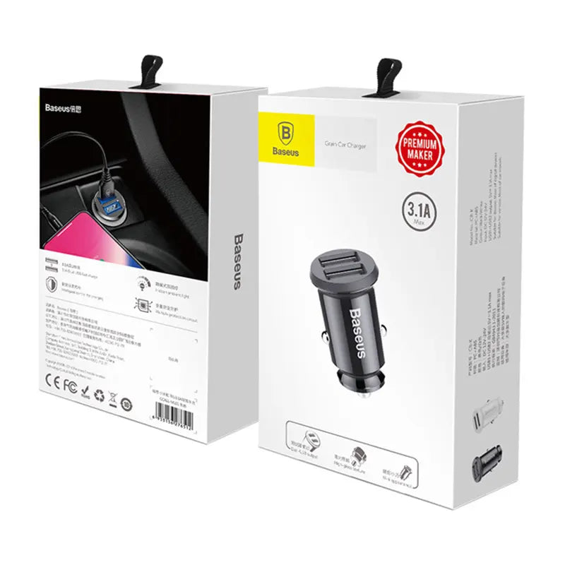Baseus Grain Car Charger 2x USB 5V 3.1A (black)