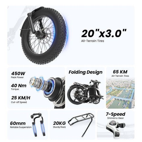 Touroll S3 Elektriskais velosipēds, 250W motors, 36V 13Ah