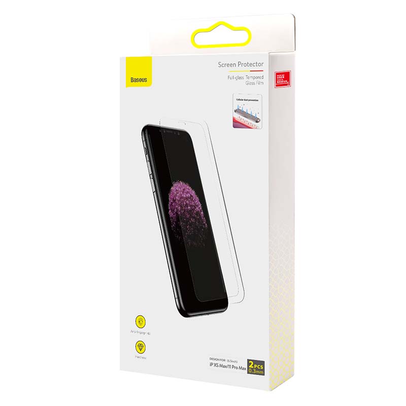 Baseus 0.3mm Full-glass Tempered Glass Film(2pcs pack) for iPhone XS Max/11 Pro Max 6.5inch
