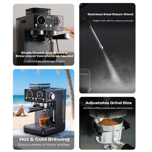 HiBREW H20 kafijas automāts, divkārša karstās un aukstās kafijas pagatavošana, 20 bāri