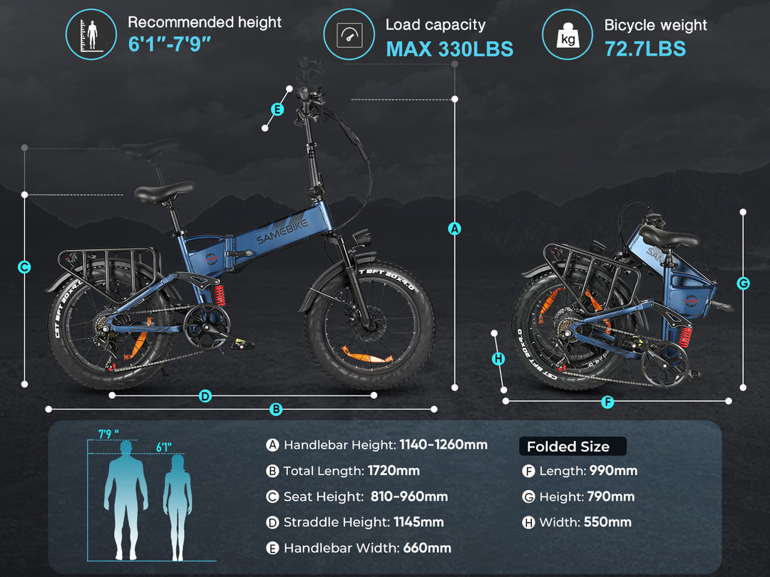 SAMEBIKE 20LVXD30-II saliekamais elektriskais velosipēds