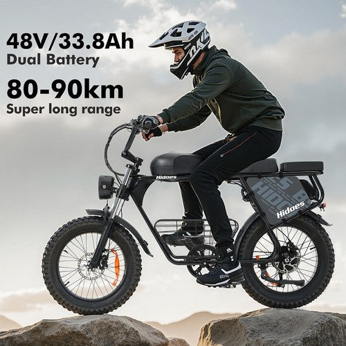 Hidoes B9 elektriskais velosipēds, 750 W motors, 48 V 18,2 Ah + 15,6 Ah dubults akumulators