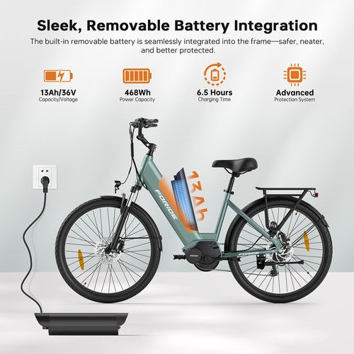 Foride Urbano 1 elektriskais velosipēds, 250 W, 36 V 13 Ah