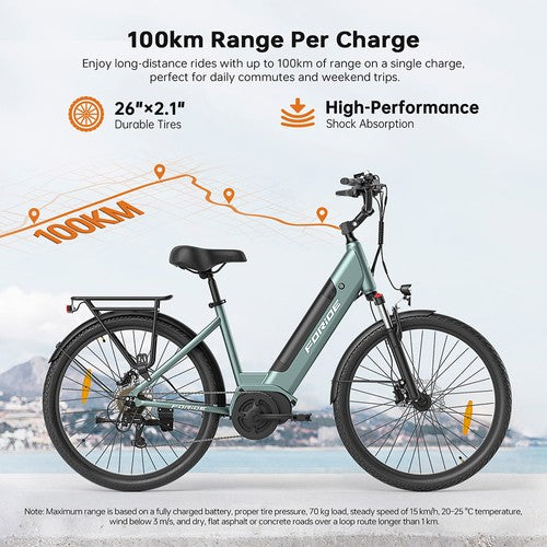 Foride Urbano 1 elektriskais velosipēds, 250 W, 36 V 13 Ah