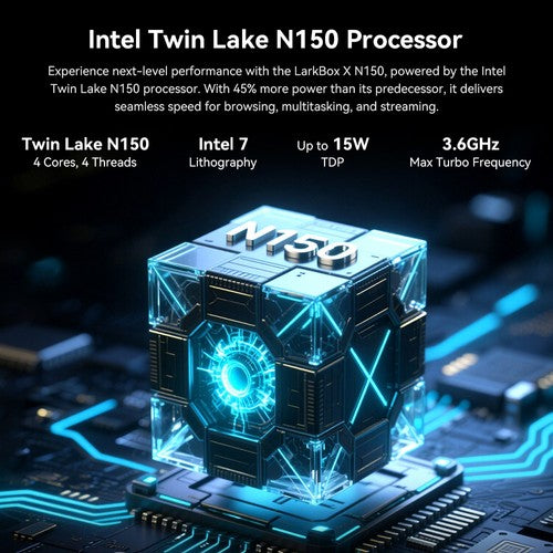 CHUWI LarkBox X mini dators, Intel N150 4 kodolu procesors ar maksimālo frekvenci 3,6 GHz, 16 GB RAM, 512 GB atmiņa
