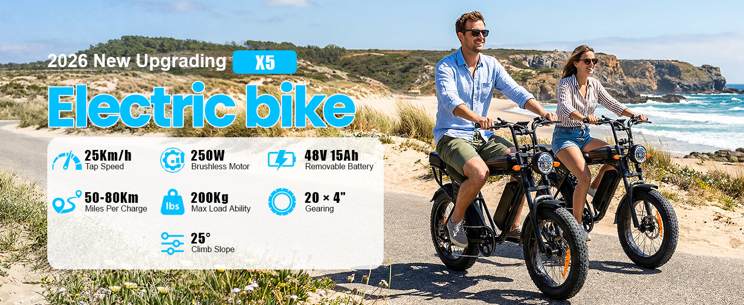 AtlasTrek X5 elektriskais velosipēds 48V 15Ah 250W