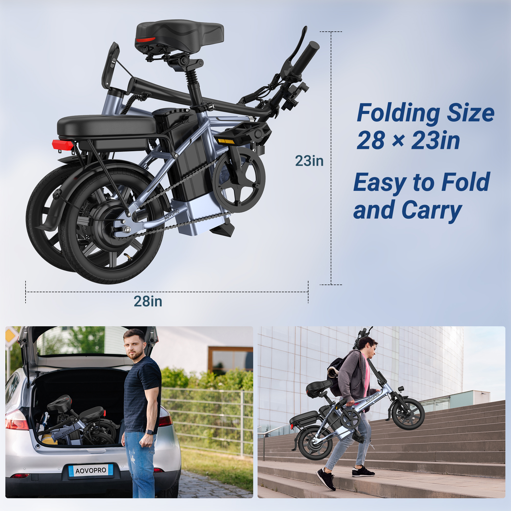 AOVOPRO EB60 elektriskais velosipēds 10Ah 500W