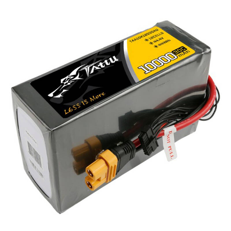Tattu 10000mAh 44.4V 30C 12S1P Lipo Battery Pack with AS150U Plug