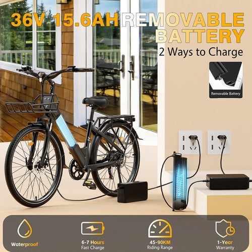 E·Bycco V1 elektriskais velosipēds, 250W motors, 36V 15,6Ah
