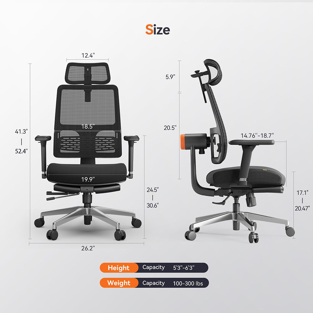 NEWTRAL MagicH-BPro ergonomiska krēsls ar kāju balstu