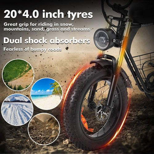 Hidoes B9 elektriskais velosipēds, 750 W motors, 48 V 18,2 Ah + 15,6 Ah dubults akumulators