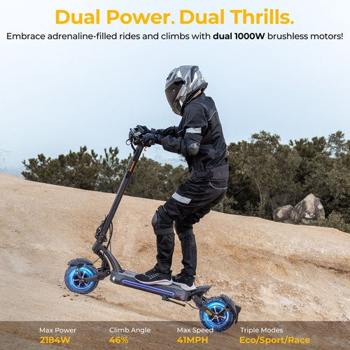 Ausom SR1 Elektriskais Skūteris, 2*1000W Motors, 52V 20.8Ah