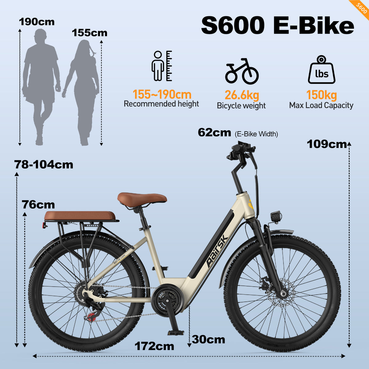 Aairsk S600 elektriskais velosipēds 250W