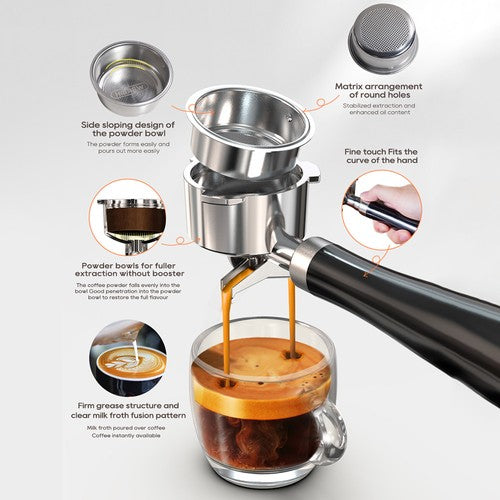 HiBREW H10B espresso kafijas automāts, 20 bāru ekstrakcijas spiediens.
