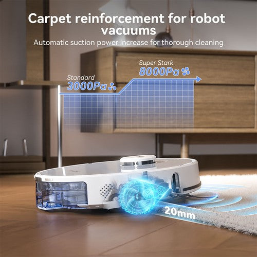 Tesvor S8 Max robotsūcējs ar 8000 Pa sūkšanas jaudu.