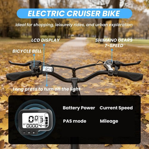 ESKUTE C100 PLUS elektriskais velosipēds ar 250 W motoru, 36 V, 13 Ah