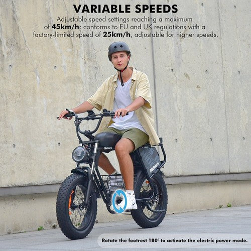 Hidoes B9 elektriskais velosipēds, 750 W motors, 48 V 18,2 Ah + 15,6 Ah dubults akumulators