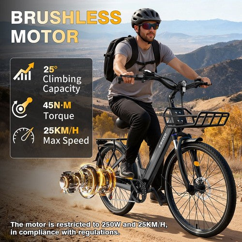E·Bycco V1 elektriskais velosipēds, 250W motors, 36V 15,6Ah