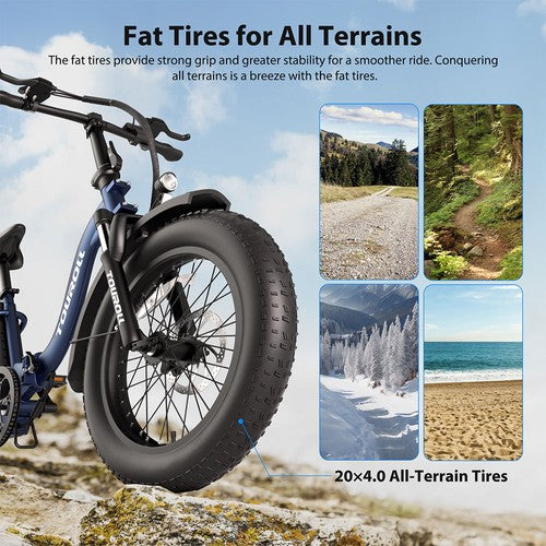 Touroll S2 elektriskais velosipēds, 650 W motors, 48 V, 15 Ah
