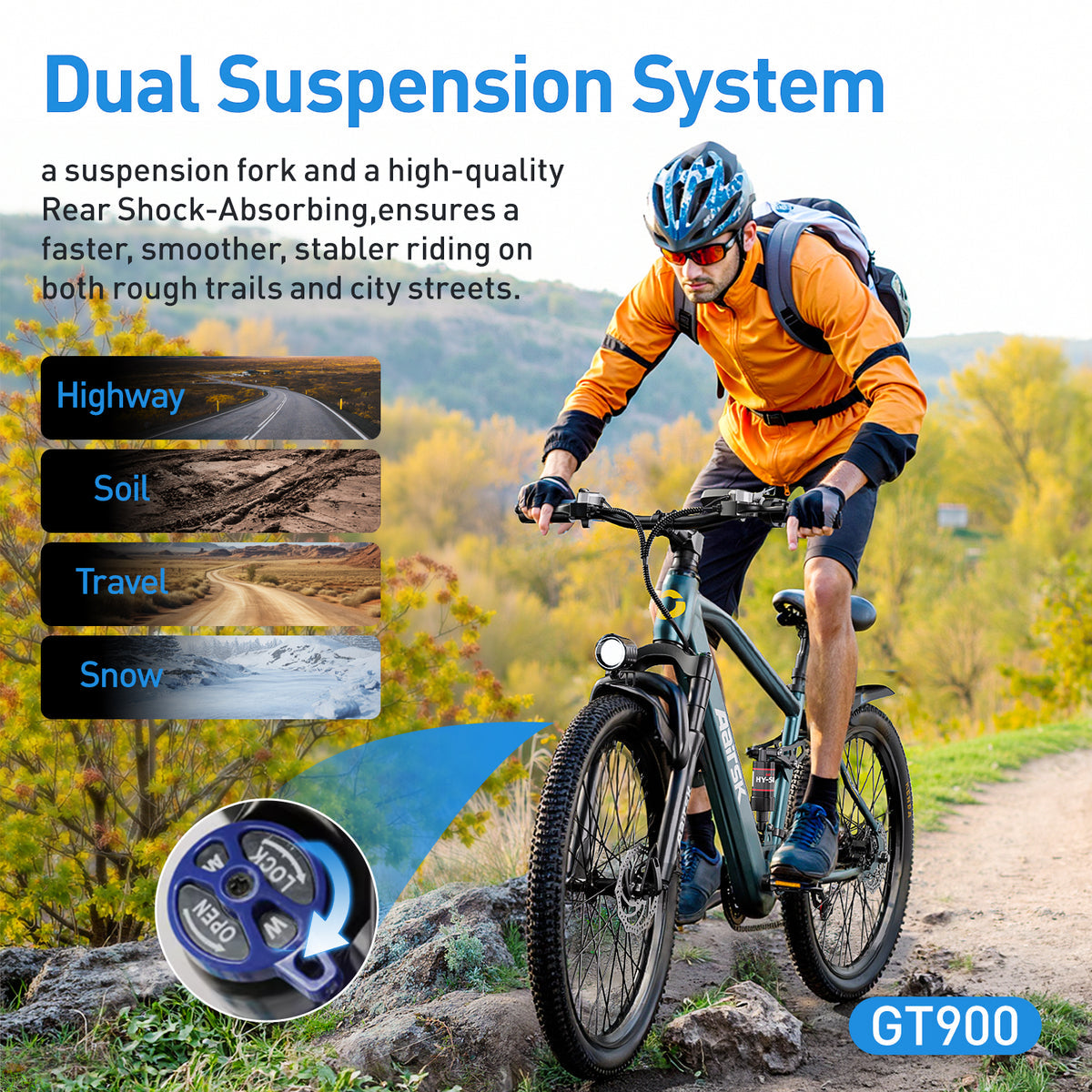 Aairsk GT900 elektriskais velosipēds ar 400 W motoru, 36 V, 13 Ah ietilpību