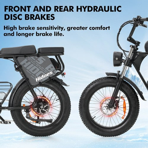 Hidoes B9 elektriskais velosipēds, 750 W motors, 48 V 18,2 Ah + 15,6 Ah dubults akumulators