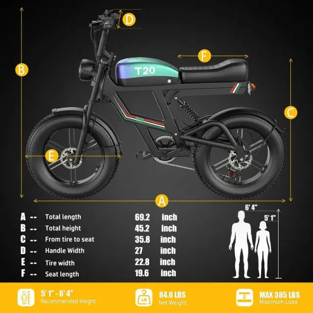 Elektriskais velosipēds ASKGO T20 48V 20AH
