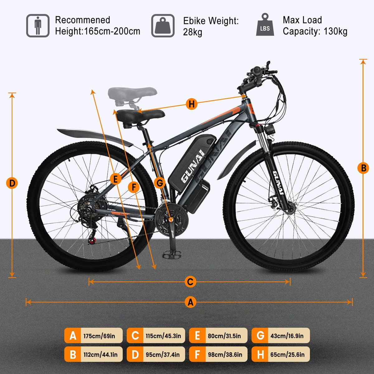 GUNAI GN29 750W 29 collu elektriskais velosipēds