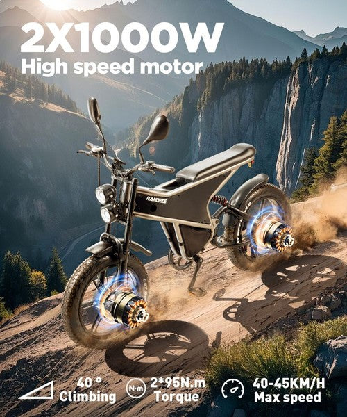 RANDRIDE DM711 elektriskais velosipēds, 1000W*2 motors, 48V 20Ah