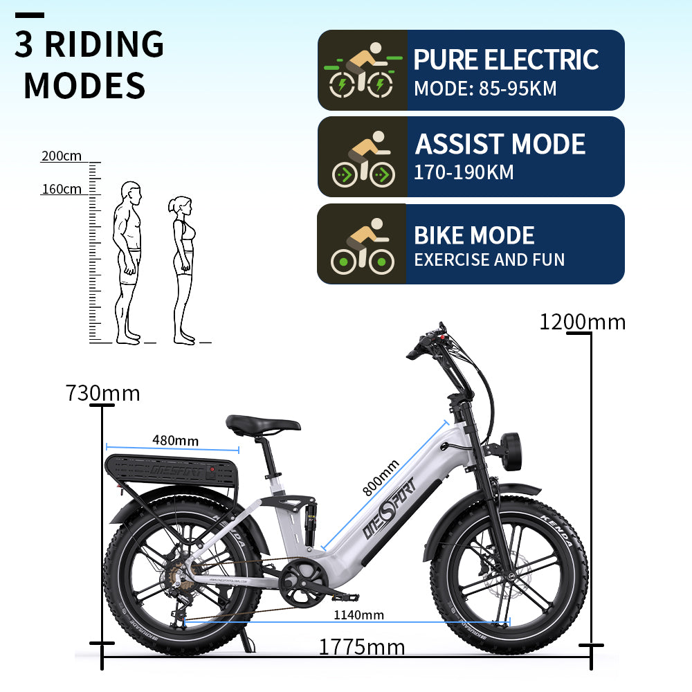Oneport OT08 Pro pilnas piekares elektriskais velosipēds 18Ah 2x