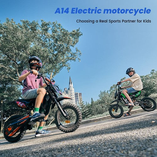 A14 bērnu elektromotocikls, 500 W motors.